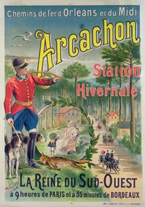 Arcachon sahil beldesinin reklam afişi, c.1910